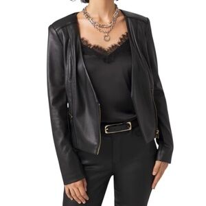 WHBM Faux Leather Moto Jacket